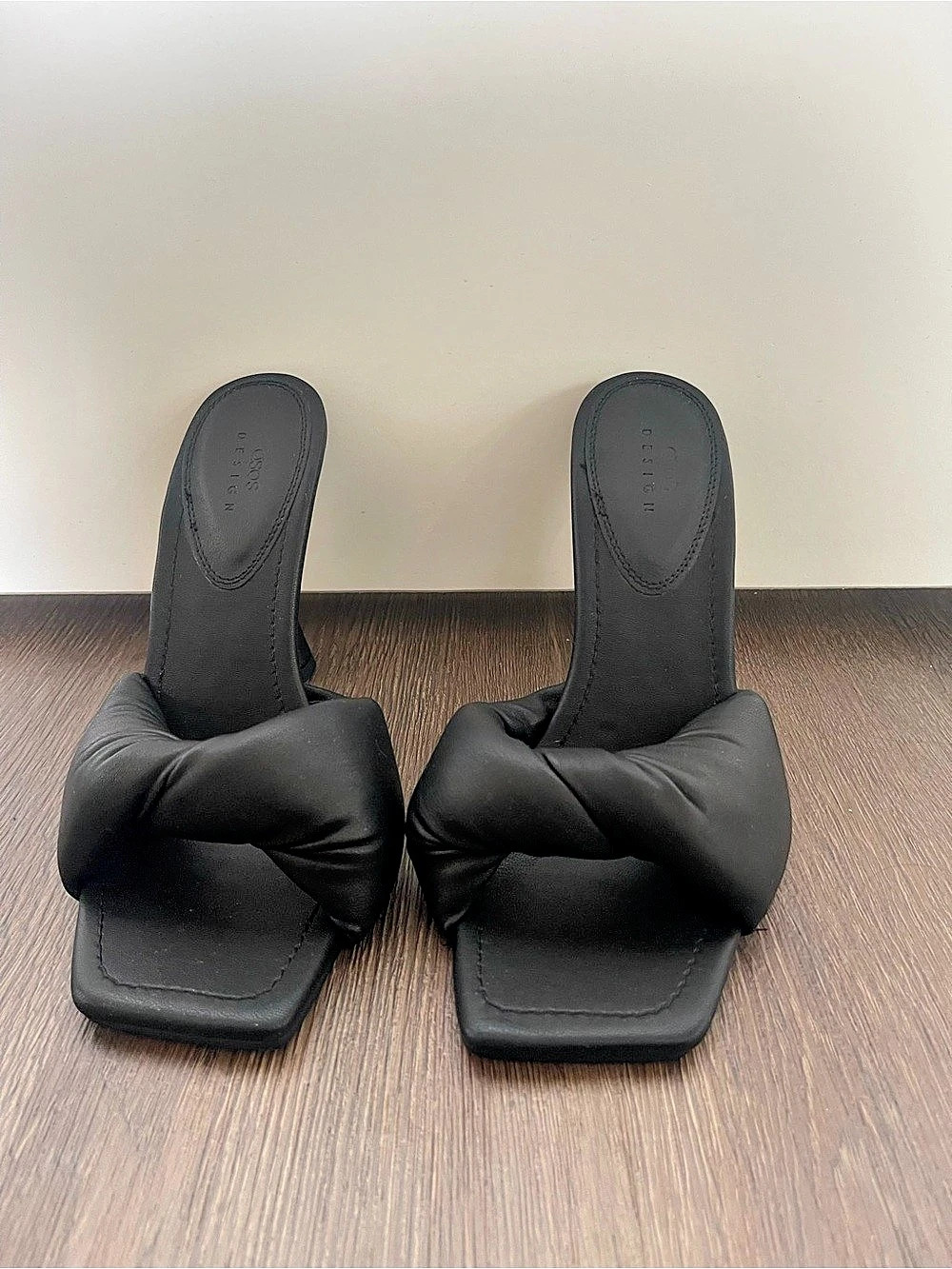 Never worn ASOS square toe black stiletto heels size 9